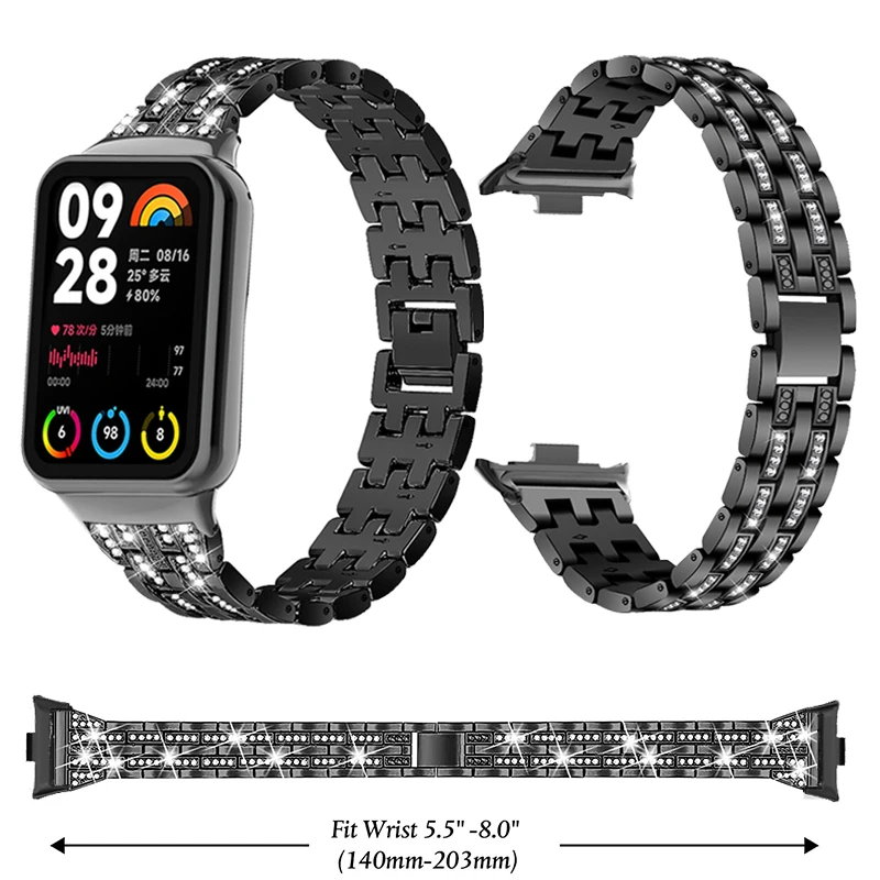 الماس حزام ل Xiaomi Mi الفرقة 9 برو سوار معدني Correas reloj ل Redmi ساعة 4 حزام الساعات ل xiaomi الفرقة 8 برو معصمه