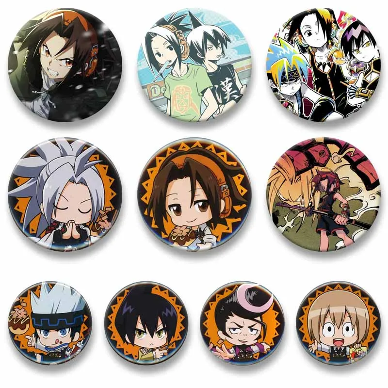 Shaman King Anime Peripheral Can Badges Cartoon Role Round Brooch Backpack Clothes Decoration Jewelry Pins Accessories Toys Gift