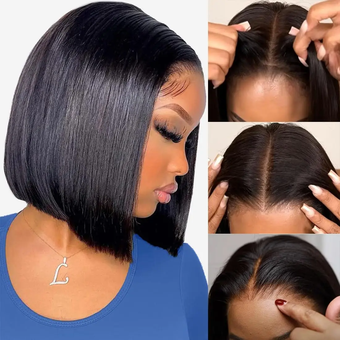 

180 Density Straight Lace Front Bob Wigs 13x6 HD Bone Straight Lace Frontal Human Hair Brazilian 100% Short Bob Wig For Women