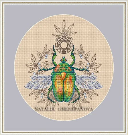 Green Sun Beetle 30-34 embroidery kits, cross stitch kits,cotton frabric DIY homefun  embroidery  Shop11