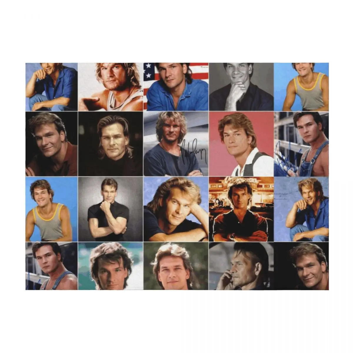 

Patrick Swayze Photo Collage Throw Blanket Flannel Blankets Sofas Of Decoration funny gift Soft Plaid Blankets