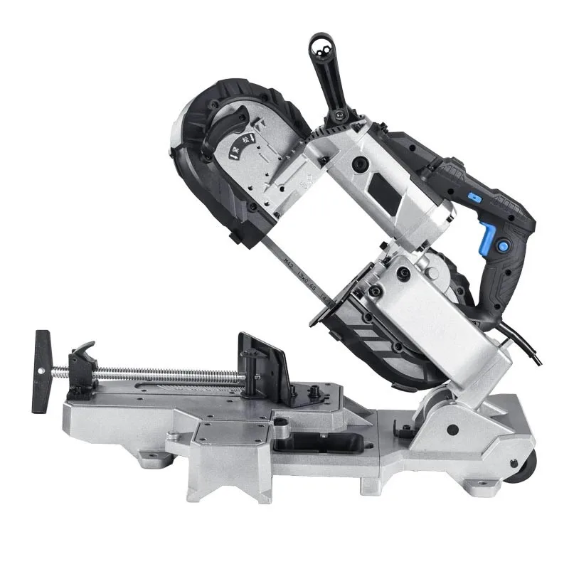 Small Desktop Band Saw Household 45 Degree Angle Cutting Stainless Steel Woodworking Saw Machine Deep Cut Horizontal Band Saw