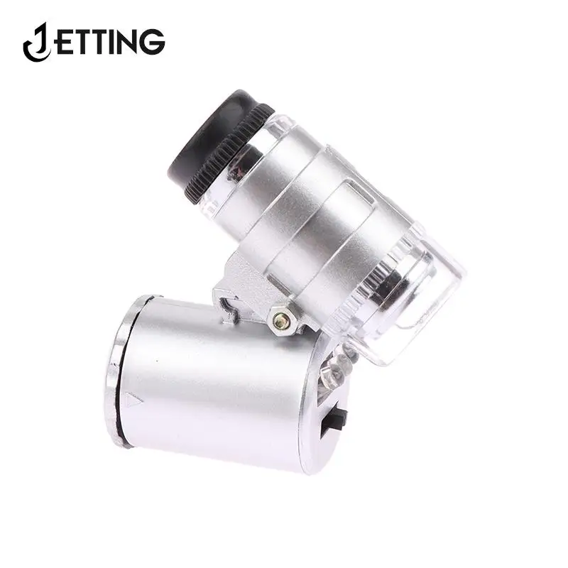 60X Portable Illuminated Microscope Mini Pocket LED Magnifying Glass Handheld Jeweler Magnifier