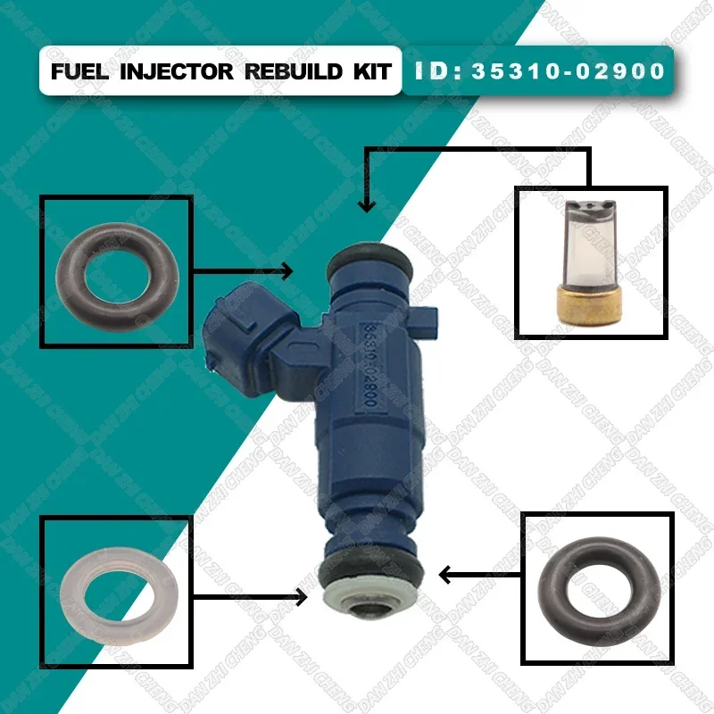

Fuel Injector Service Repair Kit Filters Orings Seals Grommets for 35310-02900 for Hyundai Atos i10 Kia Picanto BA 1.1 926093001