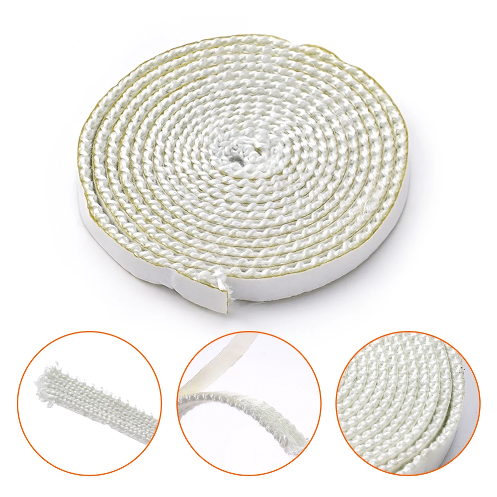 10/15MM Fireplace Sealing Rope Wood Burning Stove Door Self-Adhesive Fiberglass Sealing Cord Replacement Black Gasket Tape
