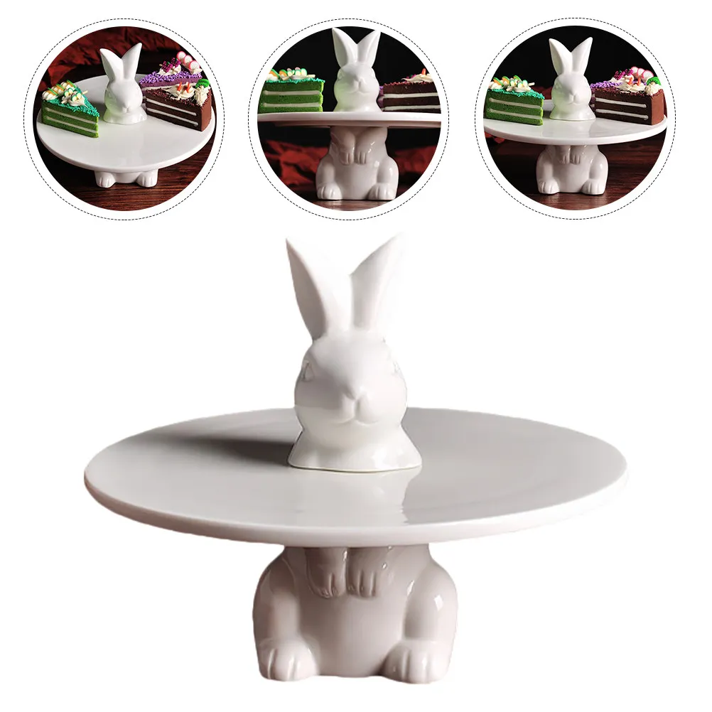1Pcs Easter Cake Plate Ceramic Compact Stylish Pastry Display Rack for Party Birthday Wedding Cake Display Stand
