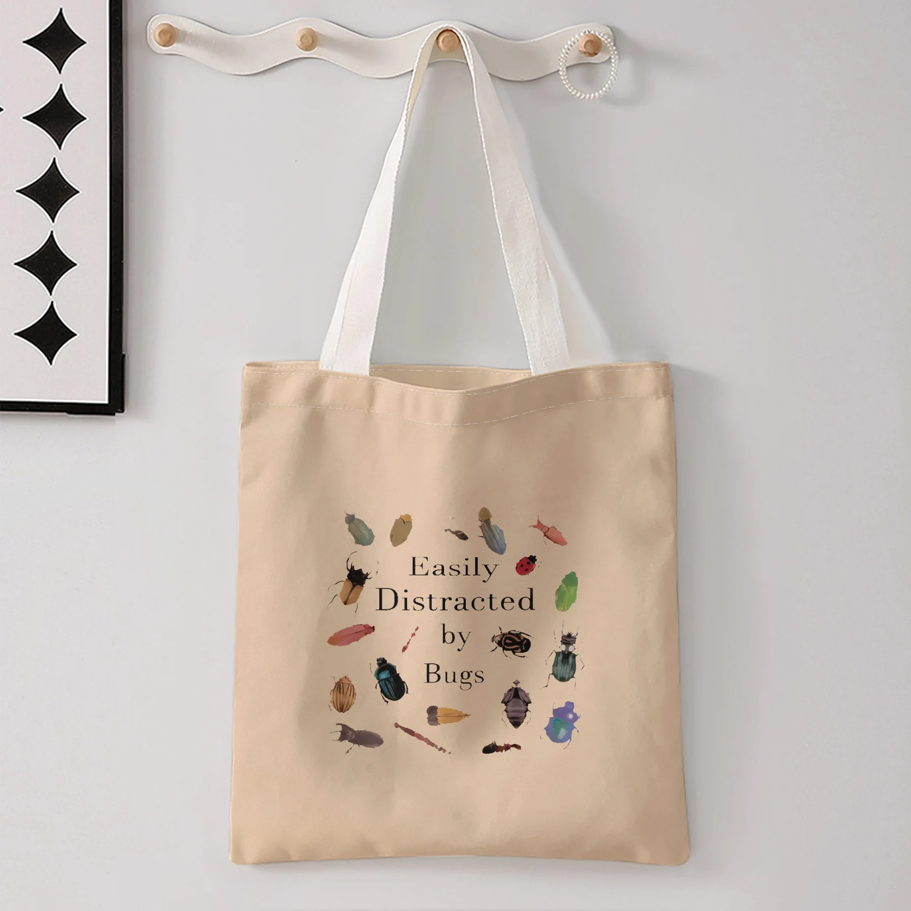 Easily Distracted By Bugs Insects Circle Print Tote Bag Large Shoulder Handbag For Shopping Daily Commute
