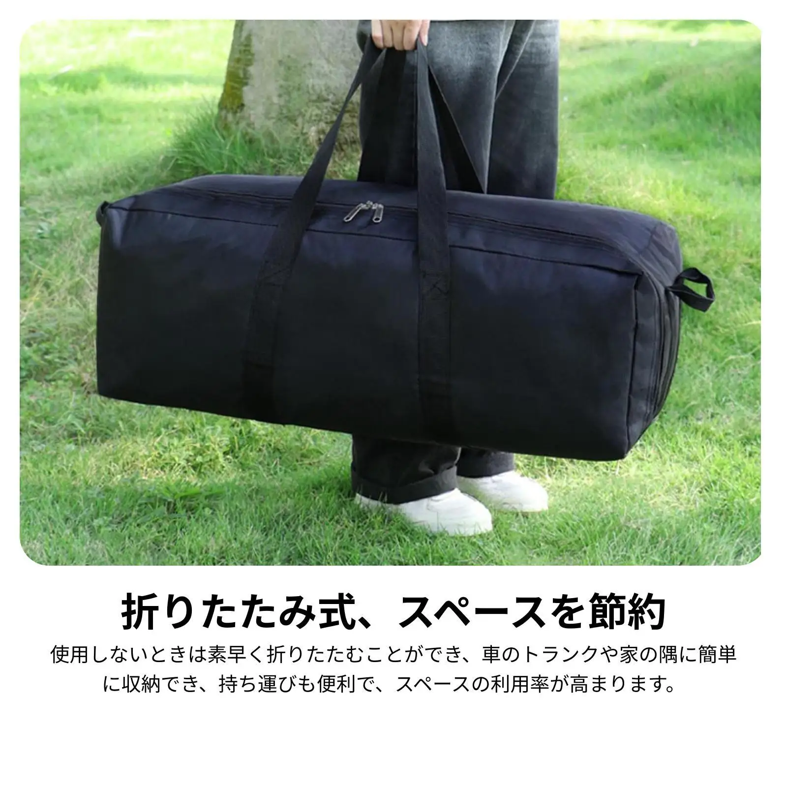 Portable Large Duffel Bag Reusable Oxford Fabric Gym Organizer Storage Bag for Camping Fishing Rod Tent Pole Hiking Picnic