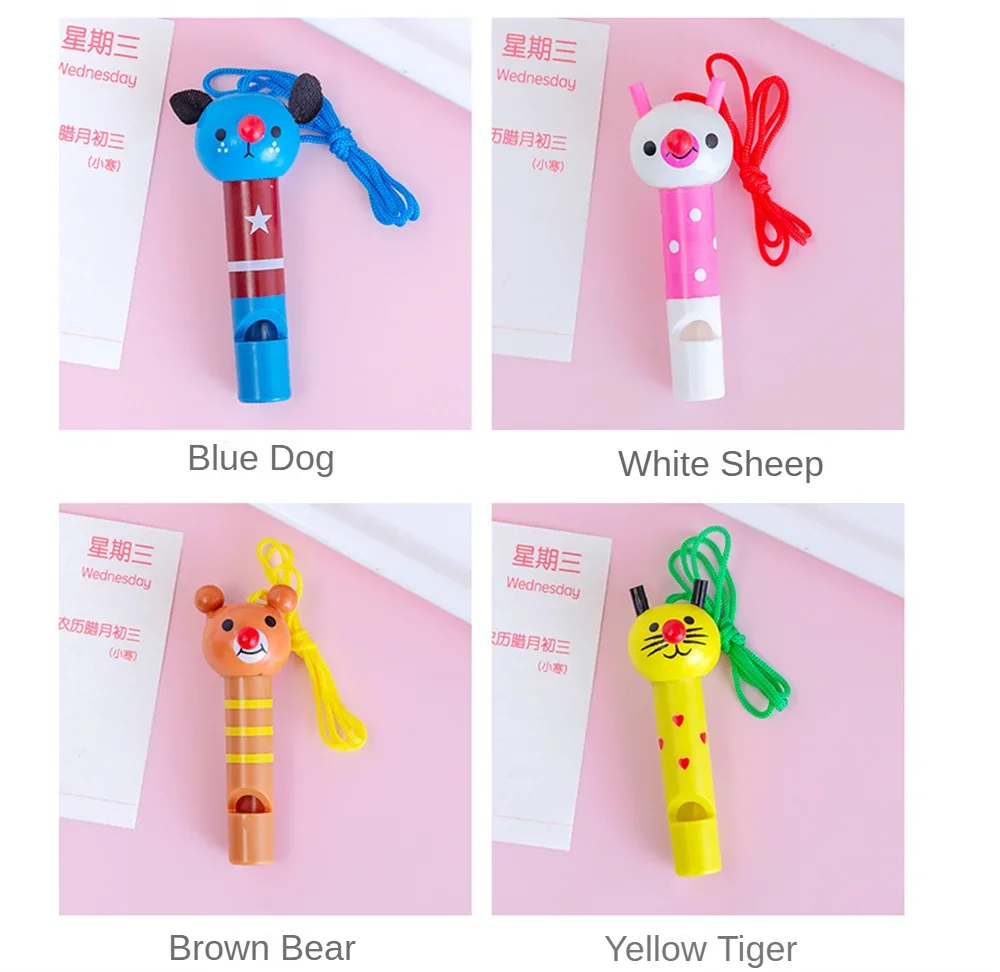 1pcs Cartoon Wooden Whistle Multicolor Whistles Noise Maker Toys for Baby Kids Children Infant Whistling Toy Party Small Gifts