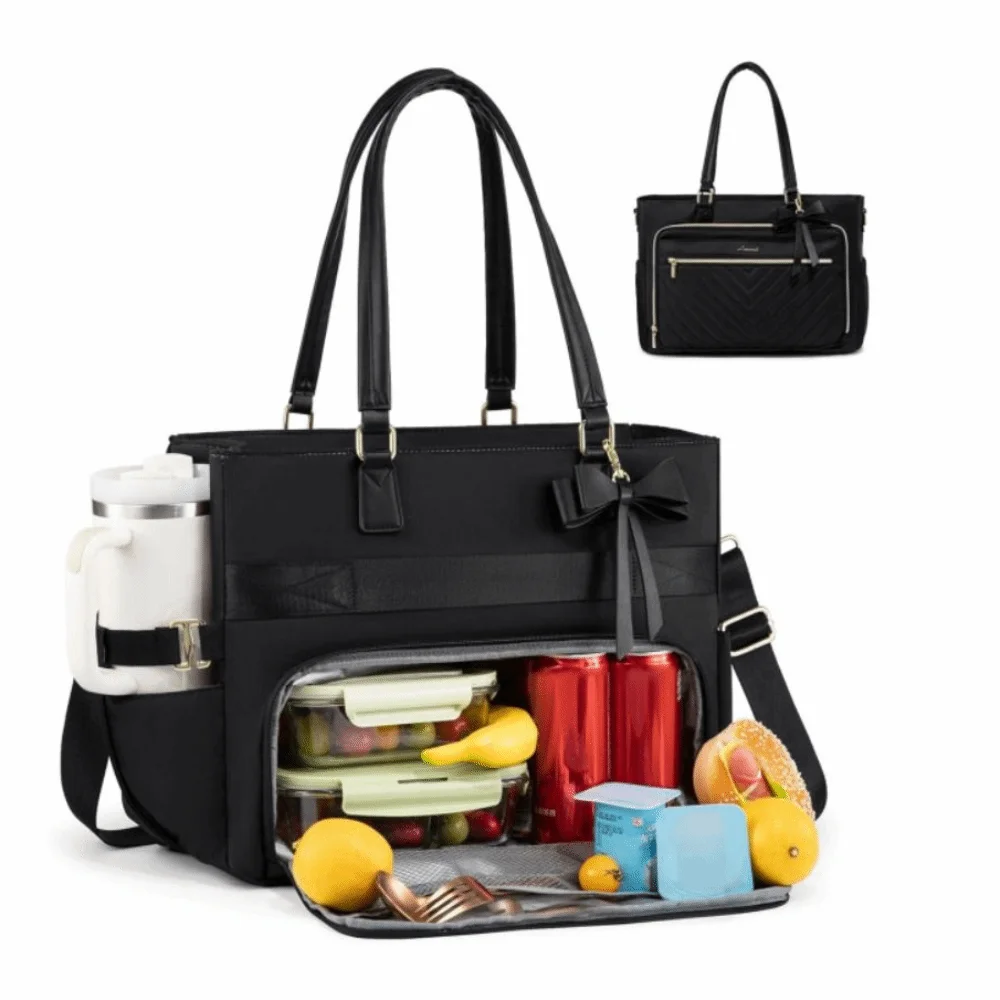 Stylish Large Capacity Insulated Lunch Tote 3 in 1 Design Water-Resistant Laptop Carrying Bag Elegant Durable Casual Bag Work