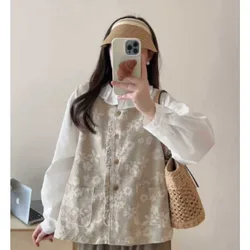 Women Clothing 2022 Autumn Winter Vintage Chinese Style Button Embroidery Short Style Waistcoat Design Sense New Fashion Vest