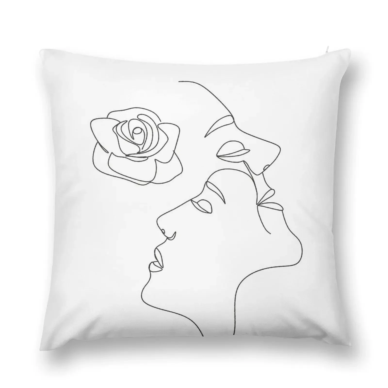 Pareja de arte de una línea. Línea una pareja. Arte de pared mínimo. Estampado de pareja Face Line. Estampado de beso. Throw Pillow almohadas de cama almohada