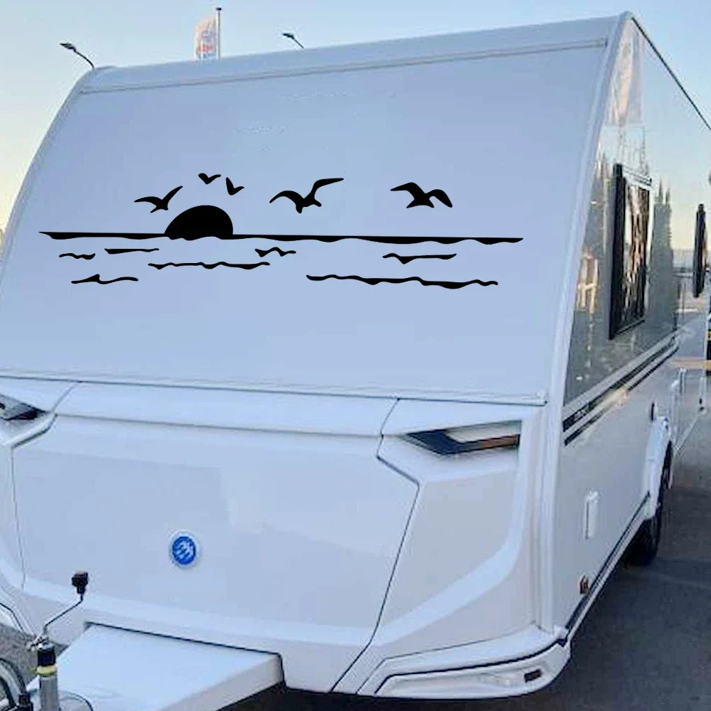 ملصقات ديكور إبداعية لشروق الشمس للسيارة ، شارات فينيل لشاحنة التخييم ، الحافلة ، القافلة ، منزل متنقل ، سيارة دفع رباعي ، شاحنة صغيرة ، بضائع ، قافلة ، ضبط تلقائي