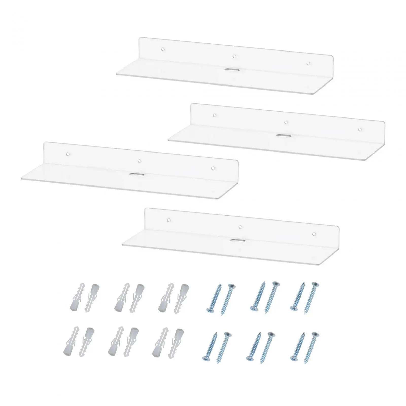 4 Pieces Acrylic Wall Mounted Shelves Sturdy Wall Ledge Shelf Easy to Install Wall Storage Organizer for Kitchen Kids Bookshelf