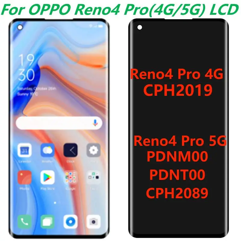 6.5  Original For Oppo Reno 4 Pro 4G CPH2019 Reno 4 Pro 5G CPH2089 PDNM00 PDNT00 LCD Display Screen Touch Panel Digitizer