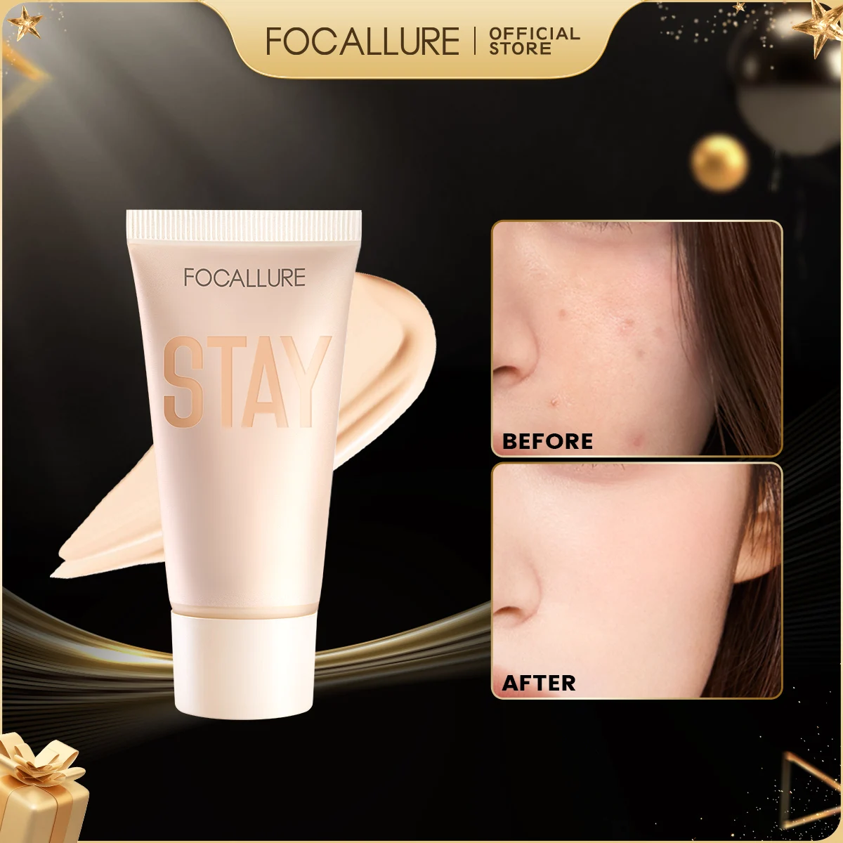 FOCALLURE Waterproof Liquid Foundation Cream Full Coverage Oil-control Long-lasting Lightweight Face Concealer Base Cosmetics