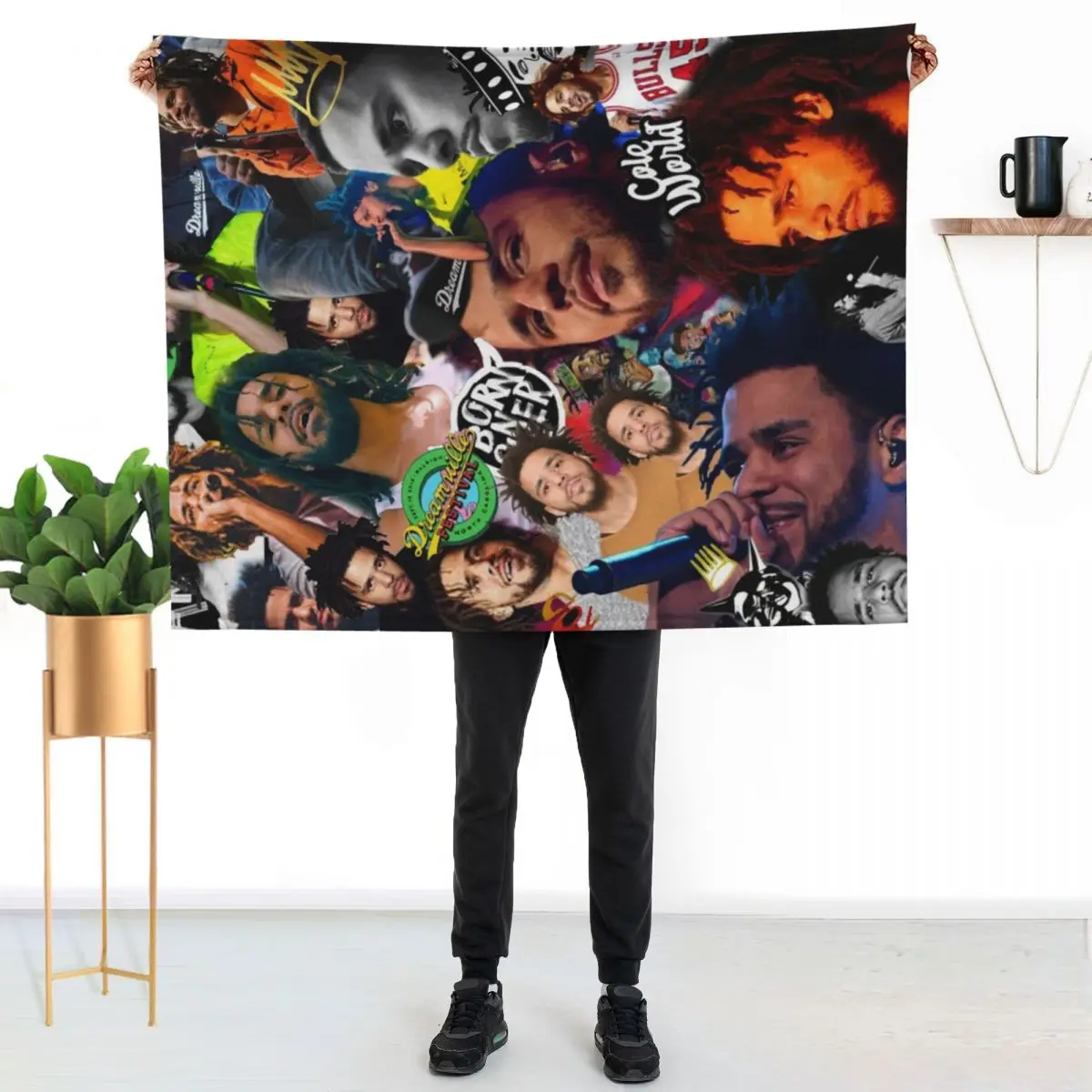 

J Cole Collage Throw Blanket Outdoor Soft Blanket for Picnic Beach Camping