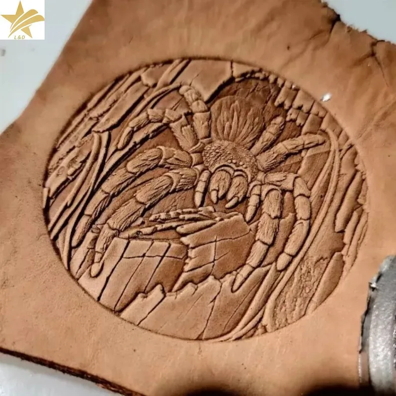 Cave Spider Leather Embossing Stamp Mold, 78mm Round Spider Mold for Tanned Leather Wallet DIY Handmade Stamping Tool