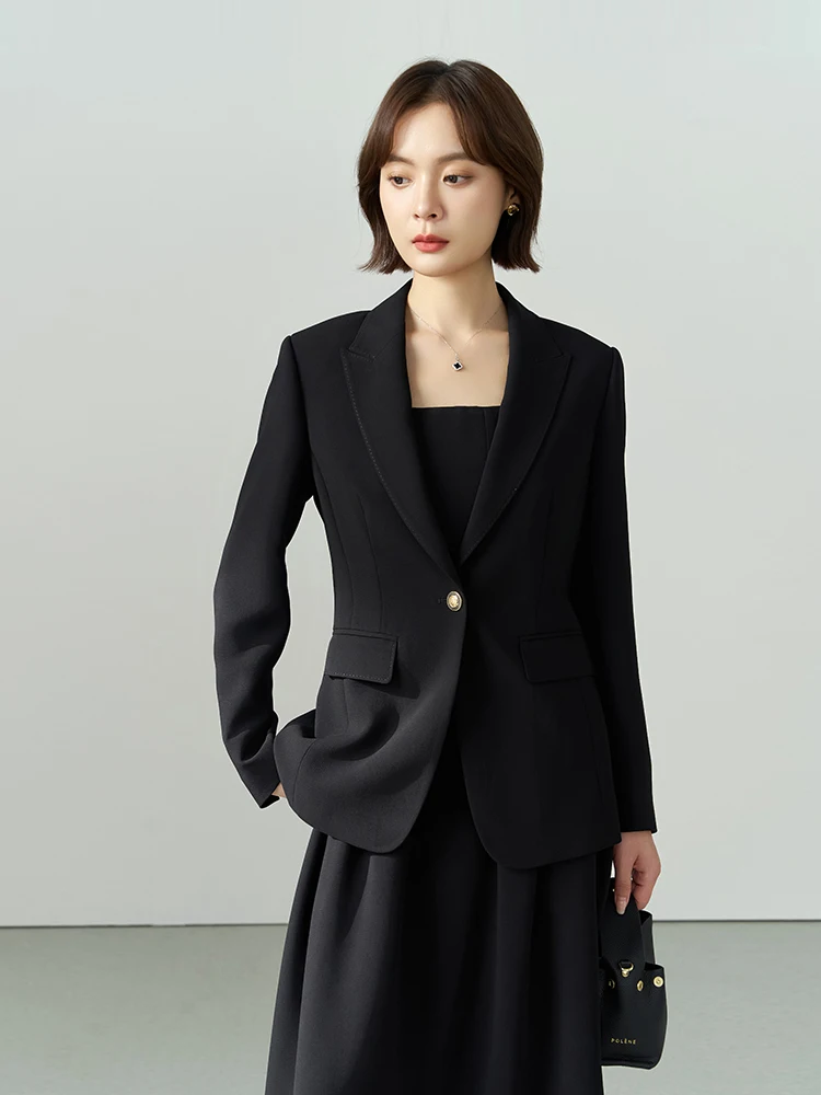 

Bla Formal Suit for Women by Miss Bird Commute Sle Slim Fit Polyester Fabric Long Sve Pure Color One Button Closure