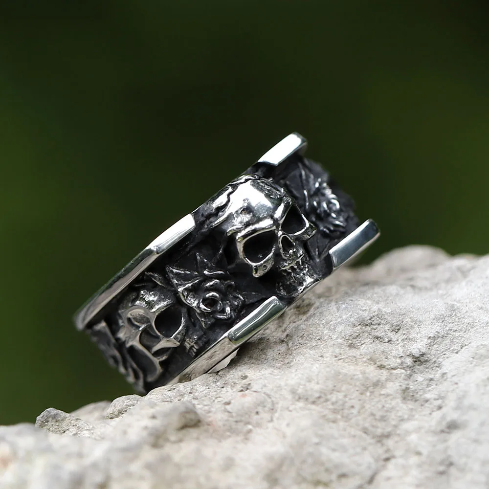 NEW Men\'s 316L stainless steel rings Vintage SKULL RING for teens punk fashion Jewelry Gift free shipping