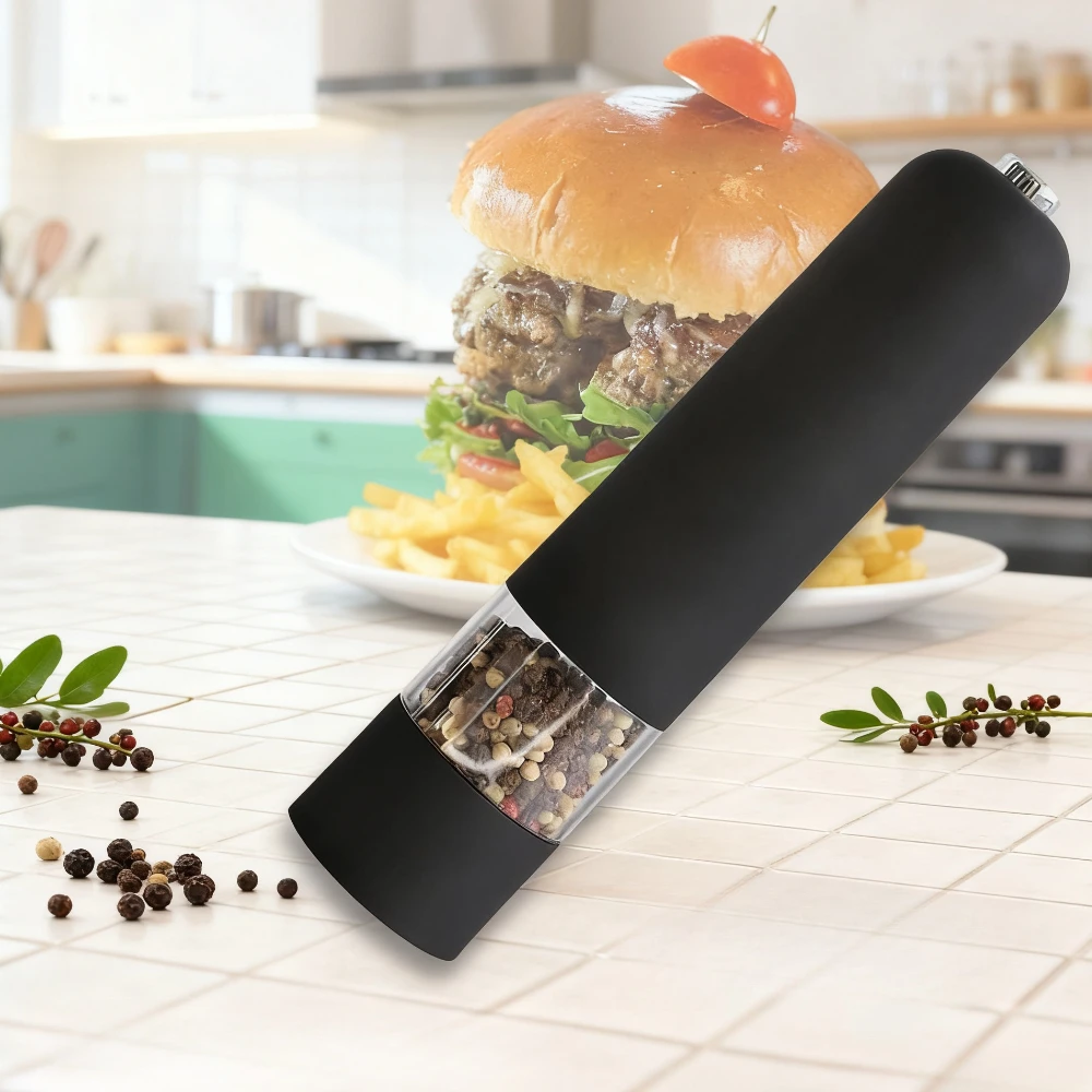Molinillo de sal y pimienta, molinillo de especias, molinillo eléctrico de gránulos de pimienta negra, aspereza ajustable, herramientas de cocina para el hogar