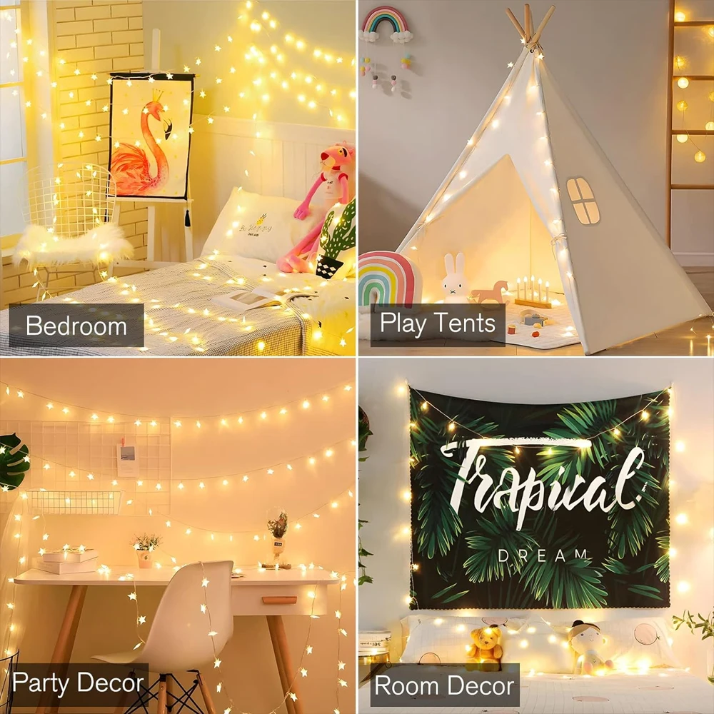 Star Stirng Lights, 3m/6m LED Fairy Twinkle Light USB Powered Warm White for Birthday Party Wedding Christmas Home Decor