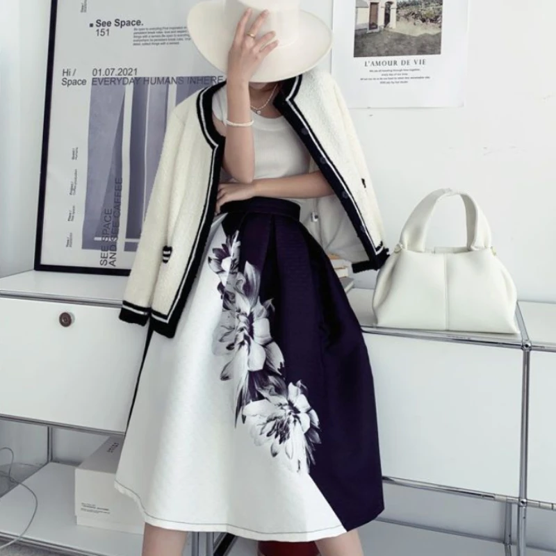 Woman Skirt Midi Summer 2024 Patchwork Skirts for Women Stylish Luxury Elegant Streetwear V Chic Harajuku High Quality Aesthetic