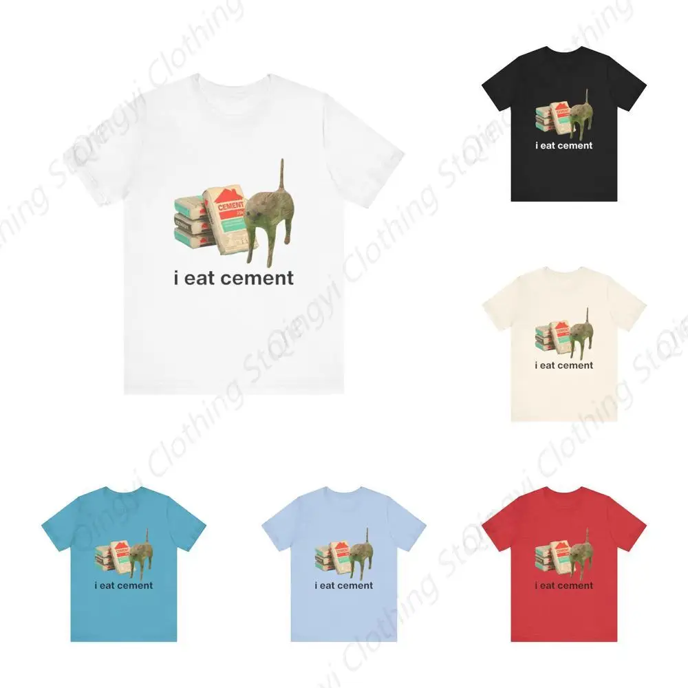 

I Eat Cement Funny Cat Tee White