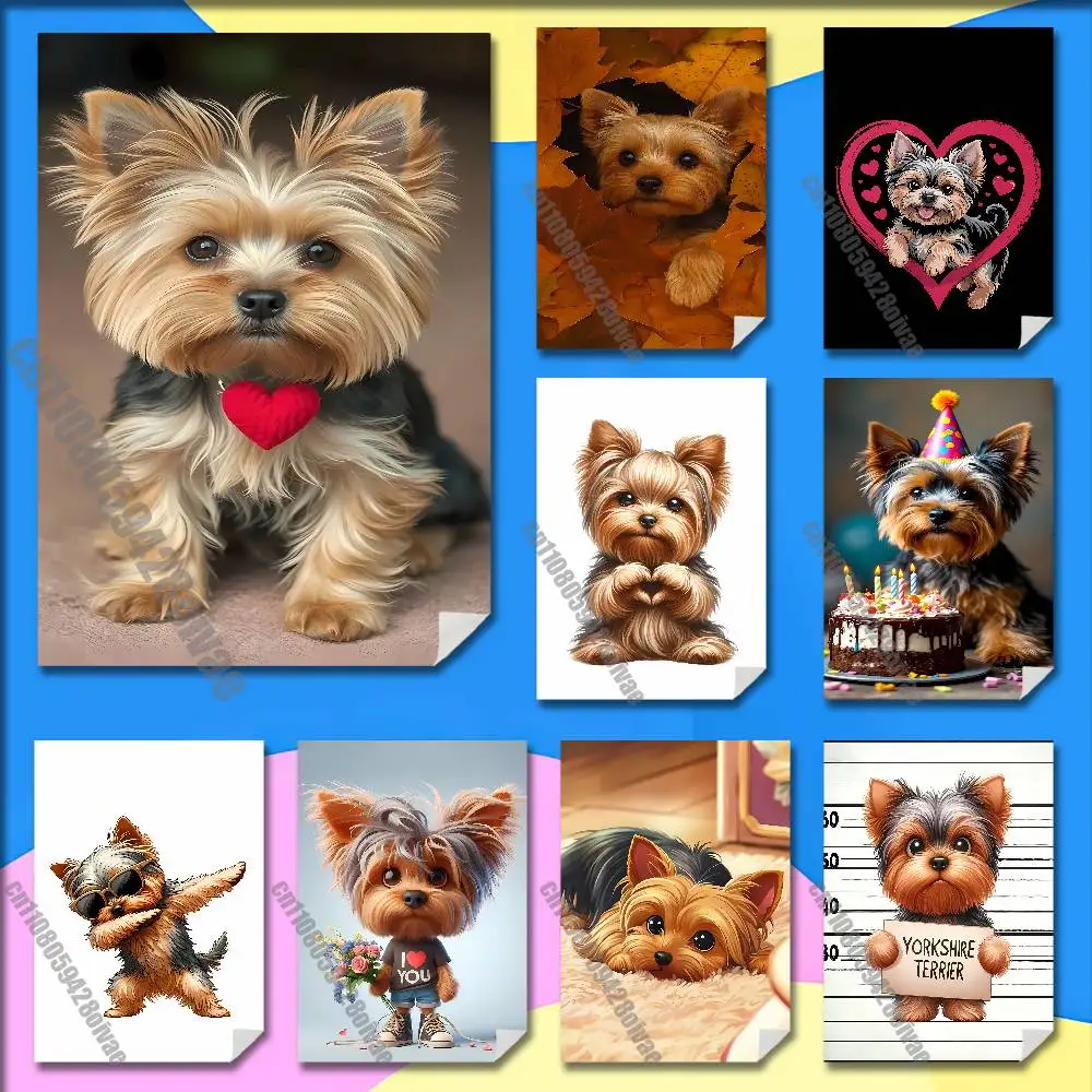 Yorkshire Terrier Dog Puppy Poster Sticker For Home Decoration 10x15cm Self-adhesive Souvenirs Playbill Cover
