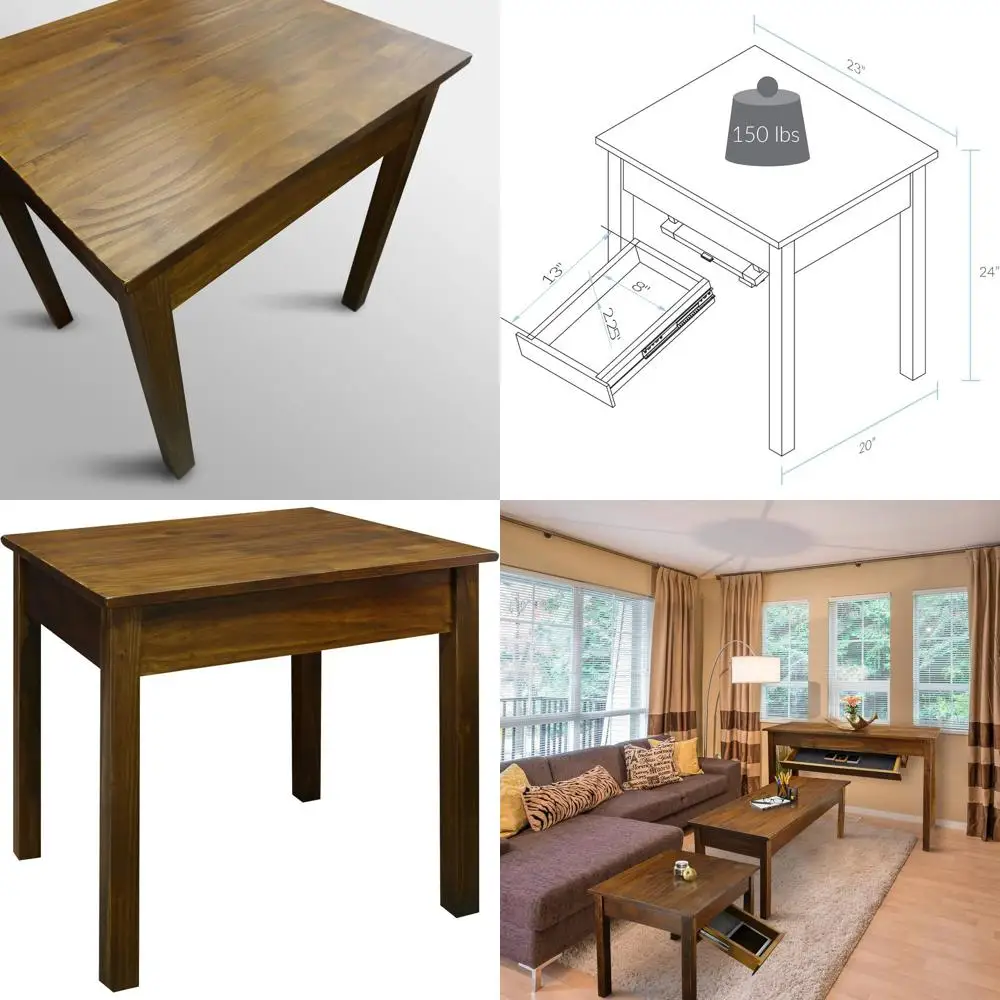 

Warm Brown Kennedy 615-15 End Table with Hidden Drawer, Concealment Furniture