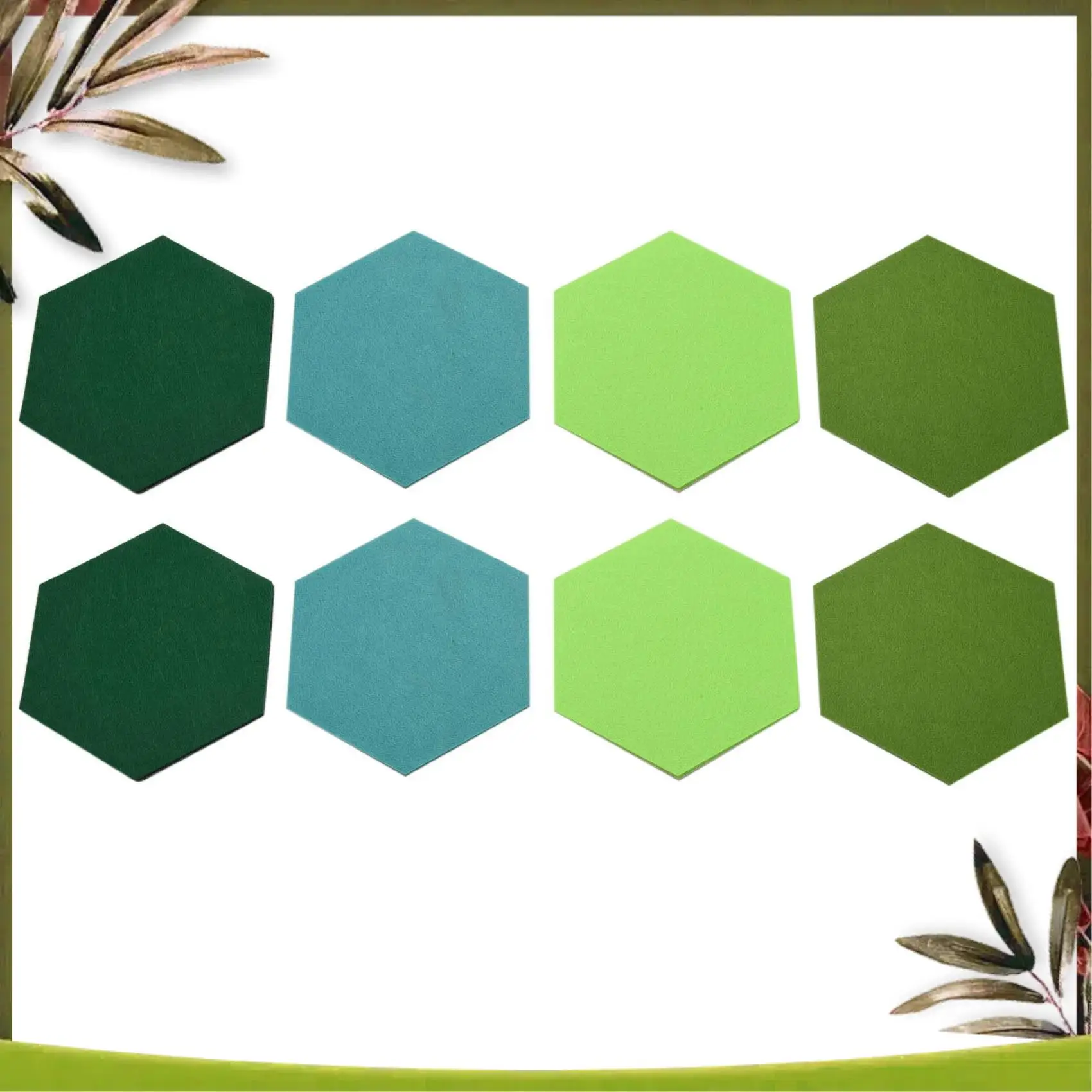 New-10Pcs/Set Hexagon Felt Board Hexagonal Felt Wall Sticker Multifunction 3D Decorative Home Message Board Green Series