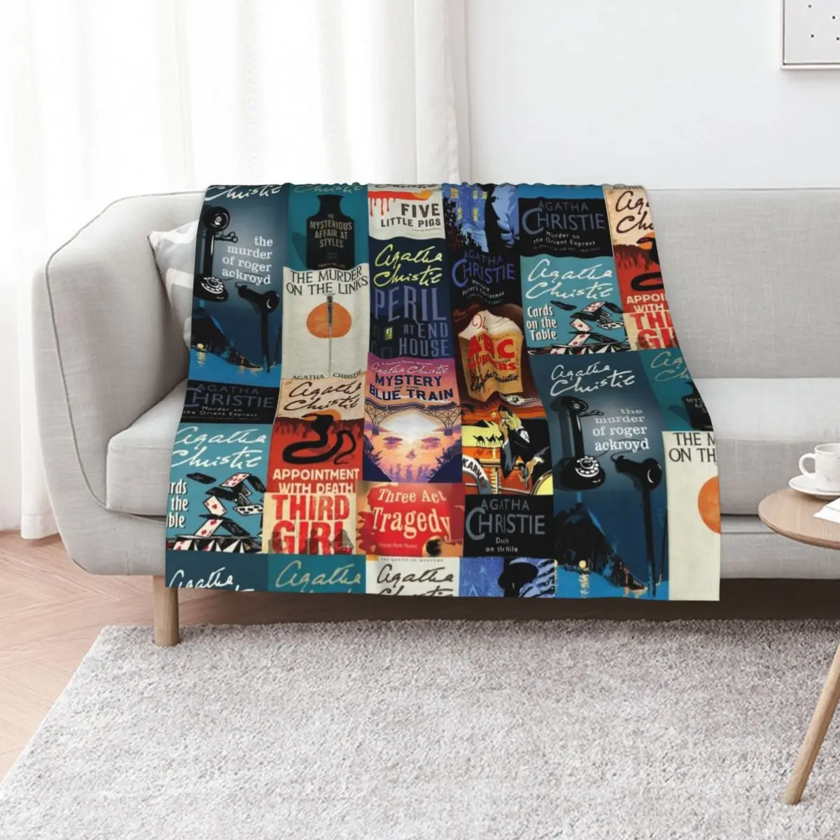 Agatha Christie Hercule Poirot Books Poster Throw Blanket Sofa Quilt valentine gift ideas Vintage For Sofa Thin Blankets