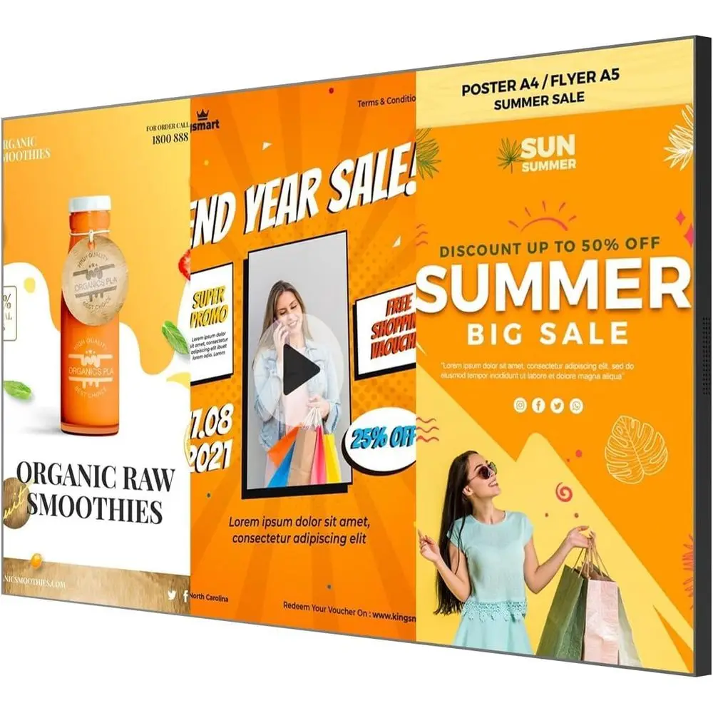 

Digital Signage Display 50 inch Wall Mount Digital Menu Board or Restaurants and Stores Advertising Sn 1000 nits Ultra-High Brig