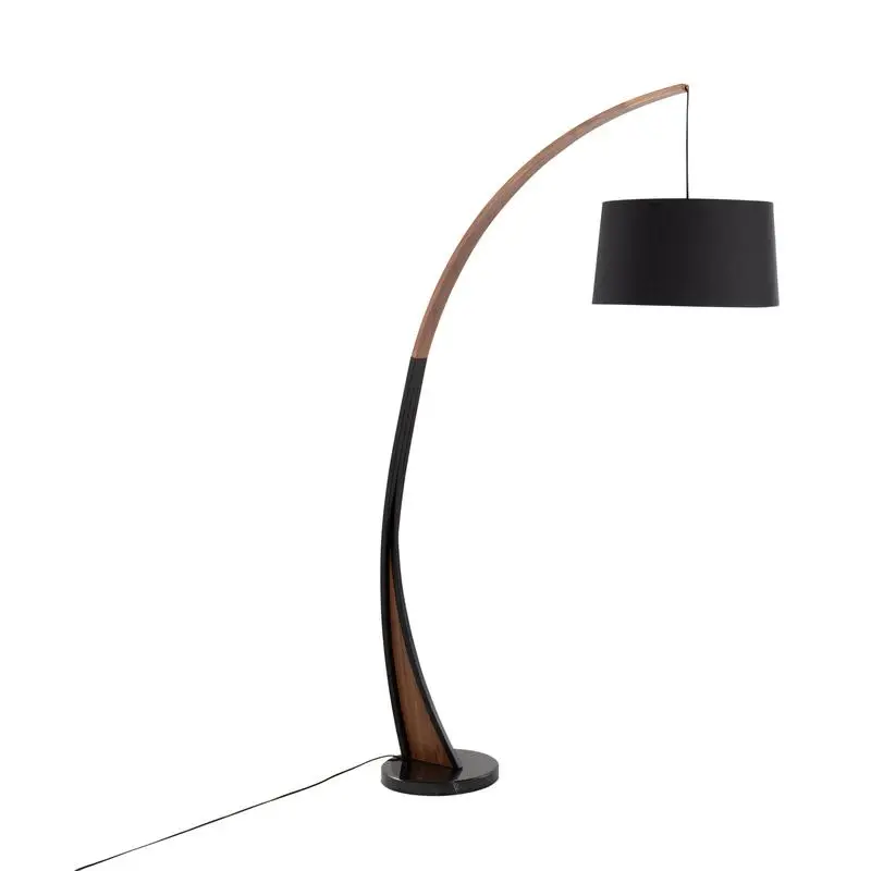 

Mid-Century Modern Floor Lamp with Walnut Wood Frame & Marble Base