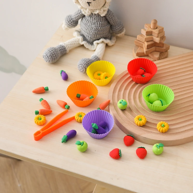 18/70pc Fine Motor Skills Learning Counting Toys for Baby Montessori Colorful Plush Ball Sorting Games Baby Early Education Toys