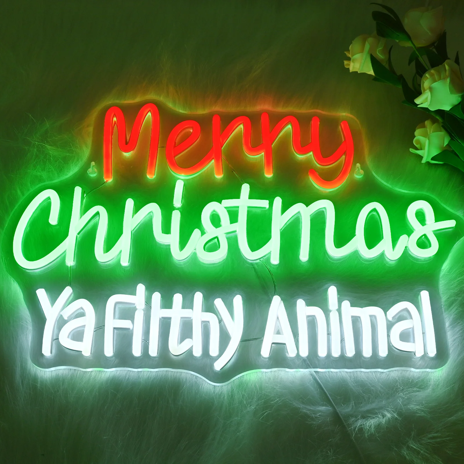 

С Рождеством Неоновая вывеска USB с регулируемой яркостью Ya Filthy Animal Light Up Sign Настенный декор для гостиной Пивной бар Игровая комната Отель День рождения Па