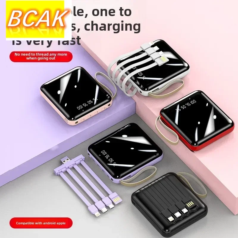 Universal BCAK Mini Self-contained Cable Power Bank 20000mAh Large-capacity Fast Charging Portable Mobile Power Supply Gift