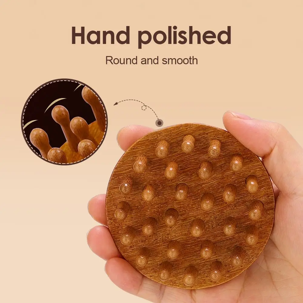 

28 Nails Head Massage Comb Multifunctional Natural Sandalwood Scalp Head Massager Blood Circulation Circular Tooth