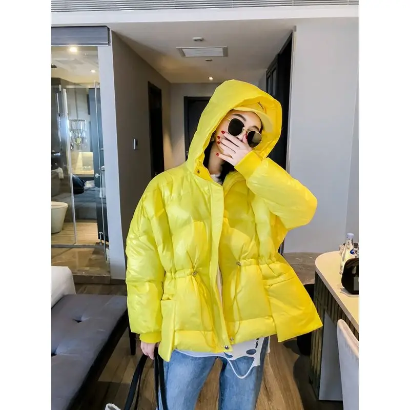 

Candy-colored Cotton-padded Clothes for Women's Short Models Korean Version Hooded Waist Cbread Jackets Are Foreign Fashionable