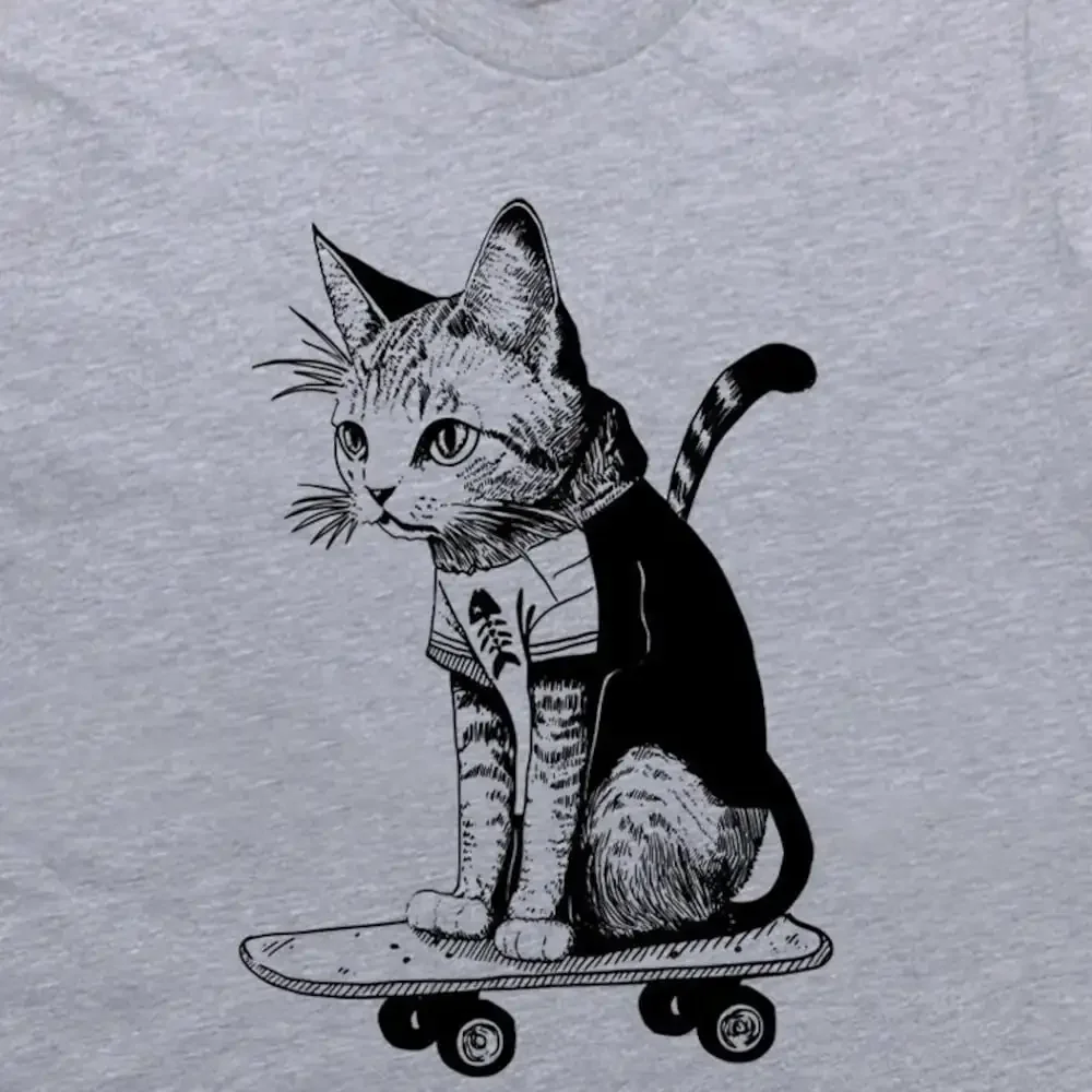 Skateboard Cat T Shirt Cool For Vintage Skateboarding Crazy Skate Punk Kitten