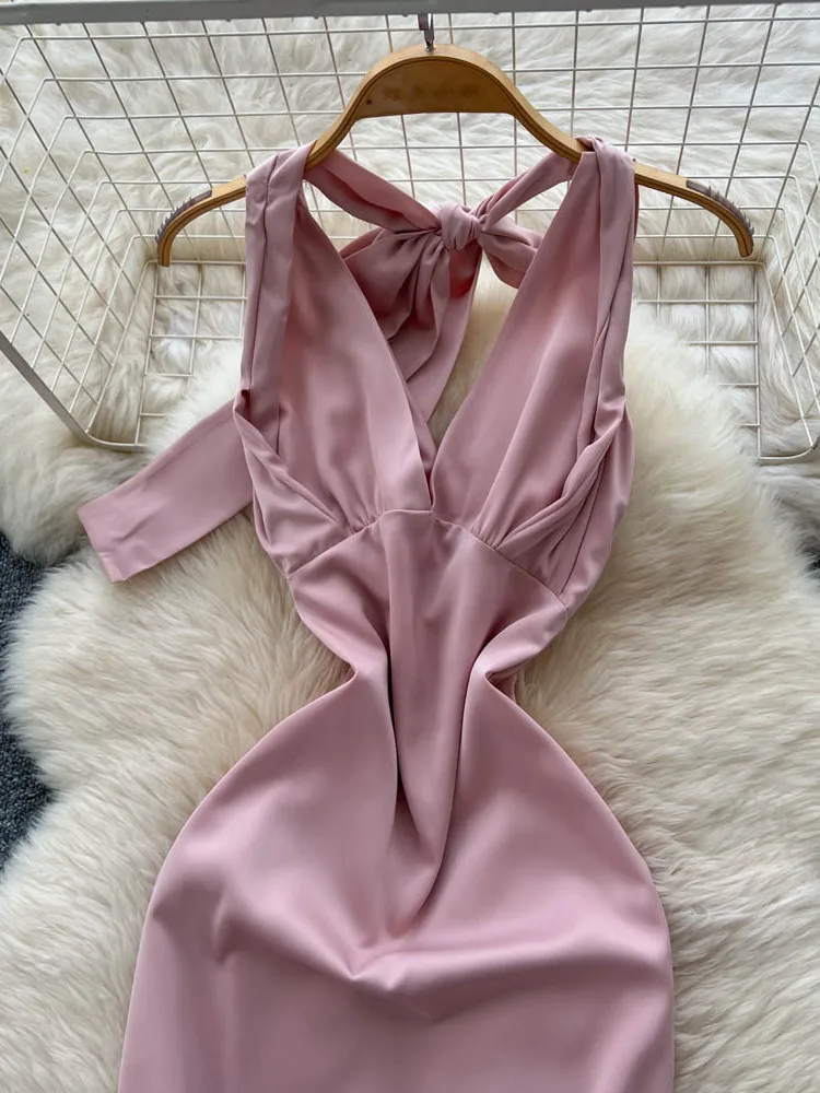 Ele Satin Wrap Dr Women's Faion Slimming Bal Gown High Waist A-Line Skirt Luxury Sle Summer Season Ci Commute