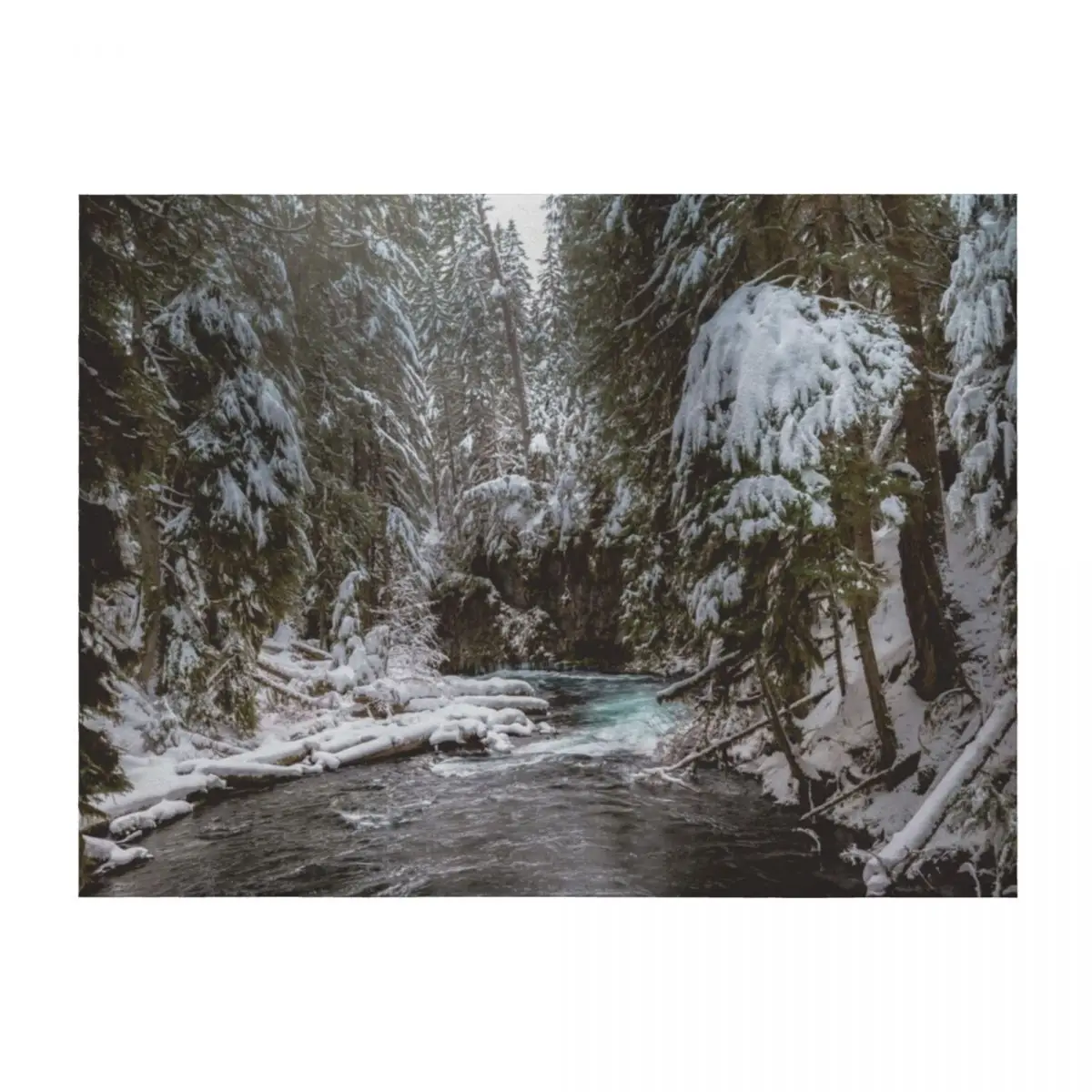 

Pacific Northwest Winter Forest River - Mountain Woods Photography II Throw Blanket halloween Nap Vintage Shaggy Blankets