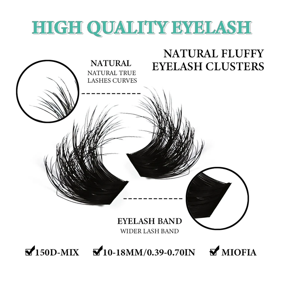 MIOFIA 5D Esponjosas Voluminosas Pestañas por Rizos 30D-150D Gruesas 10-18mm Largo Mixto Look Natural DIY Extensiones de Pestañas 4