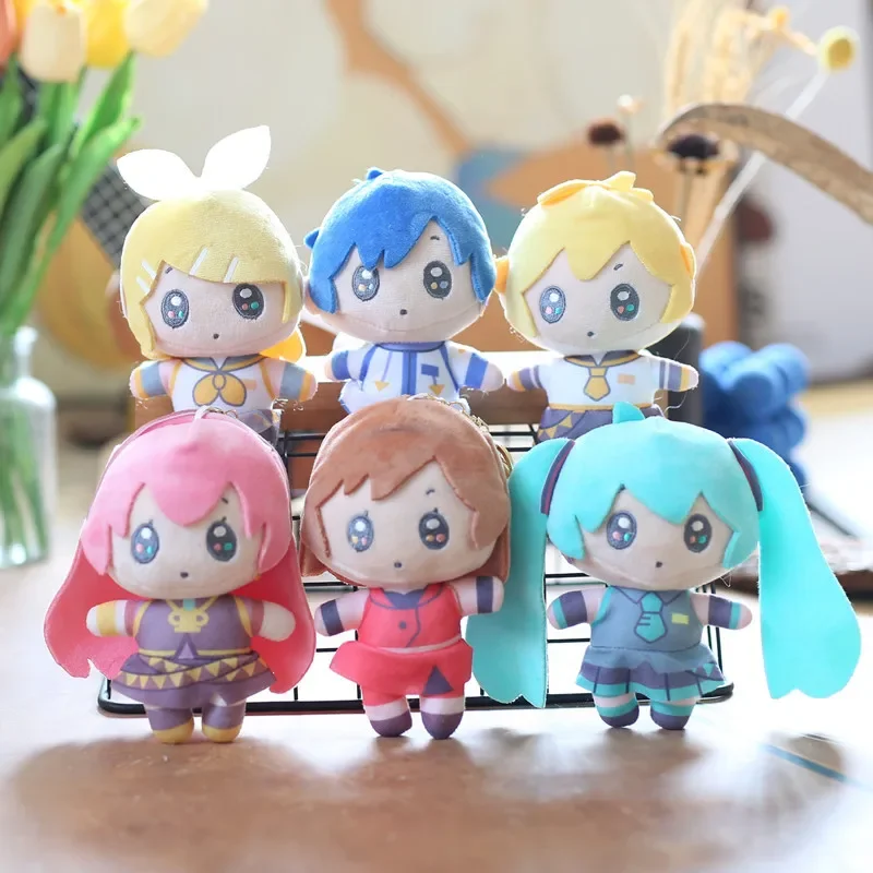 14CM Anime Hatsune Miku KAITO MEIKO Luka Kagamine Rin Len Figure Kawaii Q version Plush Toys Doll Keychain Bag Pendant Gifts