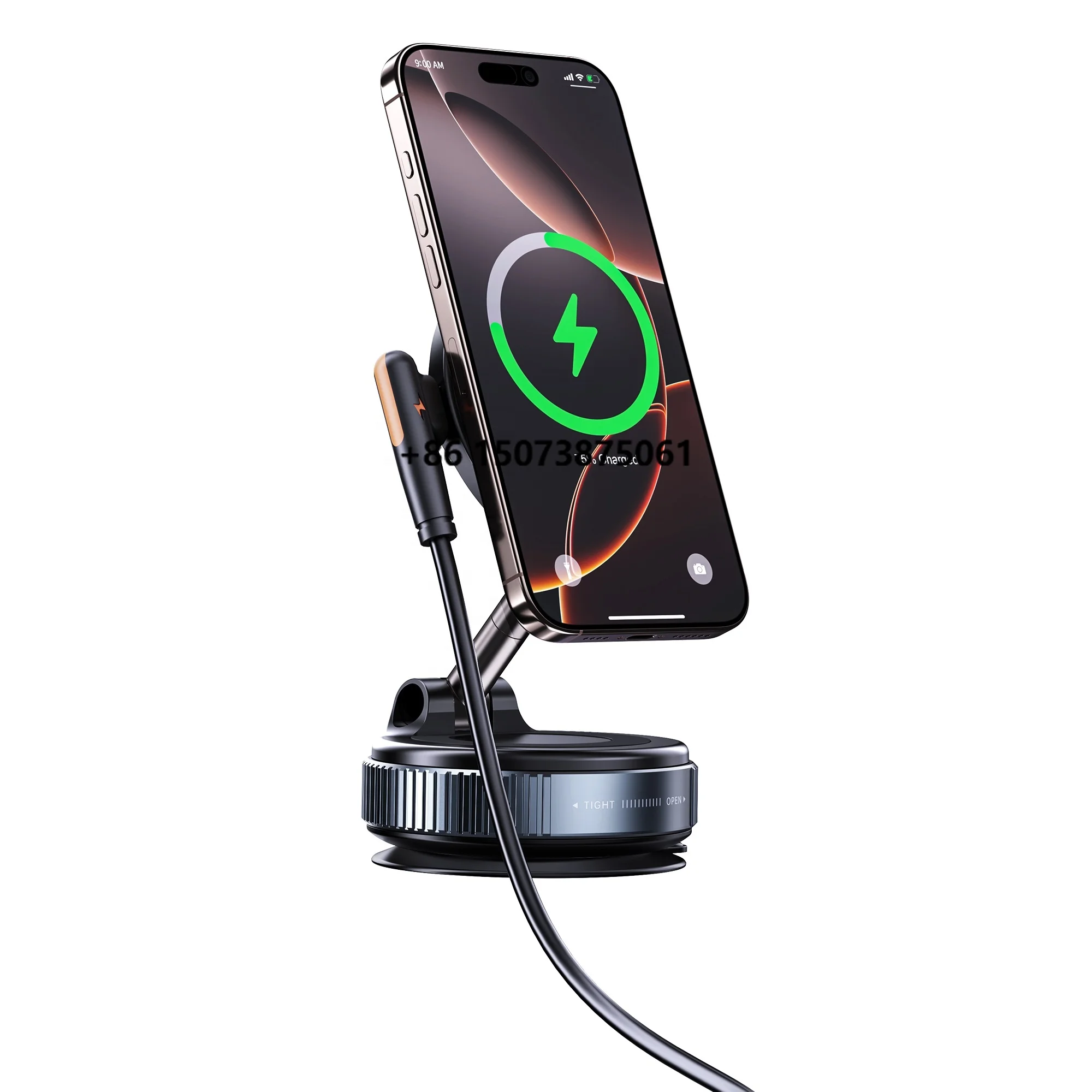 Suporte Magnético para Carro Boneruy X68w com Carregamento, Rotação de 360 Graus, Suporte Magnético com Sucção a Vácuo para Todos os Telefones