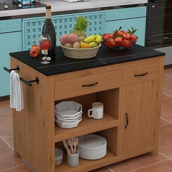 

Kitchen island, open separate solid wood sideboard, household storage, meal preparation storage cabinet, movable cooking table
