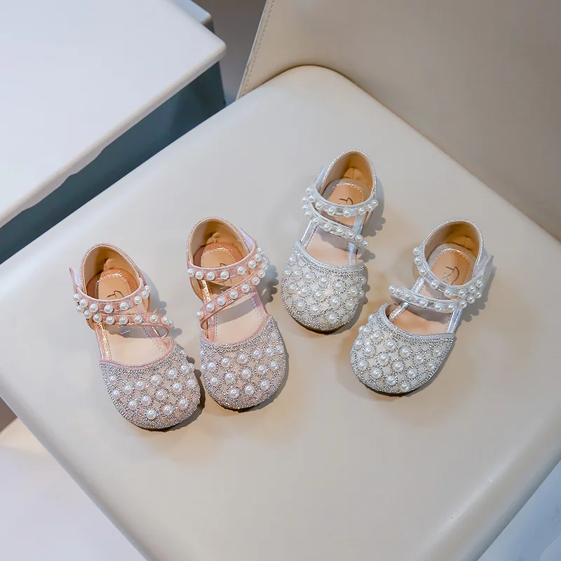 

Girls' Sandals 2025 Summer New Round Toe Diamond Kid's Princess Shoes Elegant Non-slip Flat Bottom Children's Shoes 21-30
