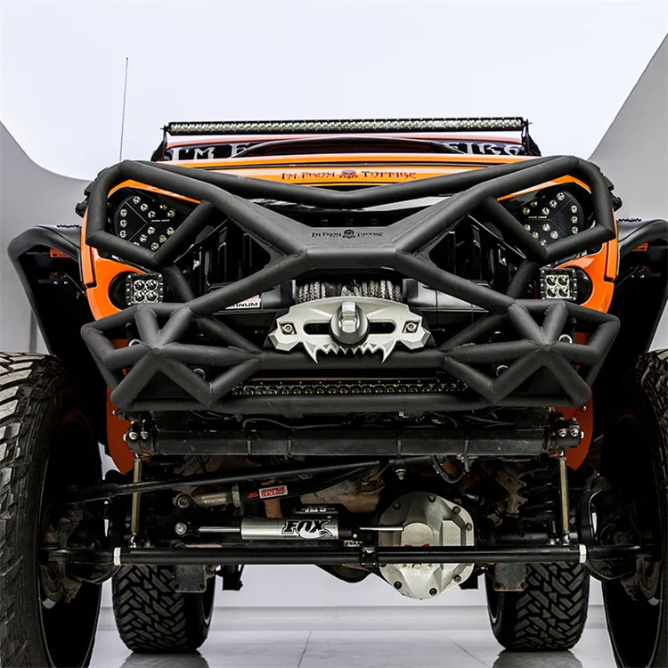 

2024 Hot Sale Car JK Front Bumper Aluminum Aggressive Top Fire Rampant Front Bumper Three Not Stainless Steel for Wrangler