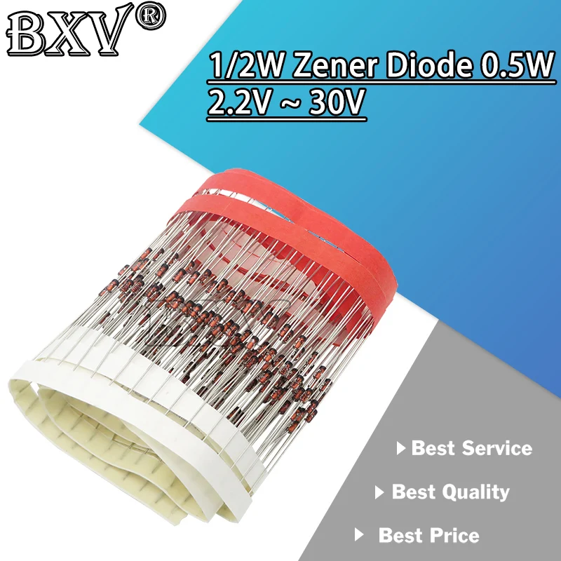 100PCS 1/2W Zener Diode 0.5W 2.2V ~ 30V New BZX55C2V2 BZX55C2V4 BZX55C2V7 BZX55C3V0 BZX55C3V3 BZX55C3V6 BZX55C3V9 BZX55C4V3