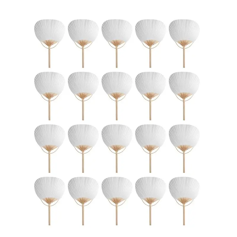 FAST-20Pcs Pure White Bamboo Handle Blank Calligraphy Painting Blank Group Fan Fan Fan White Fan